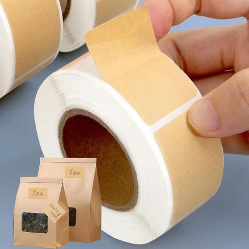 1roll Square Kraft Stickers Self-Adhesive Blank Labels Paper Items Office Home Christmas Target Bottle Classification Sticker (XL,25mm*50mm,260PCS) in Saudi Arabia