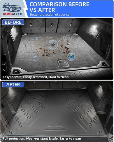 Macan Cargo Liner | AOMSAZTO Custom Fit All Weather Trunk Mat for 2015-2024 Porsche Macan Accessories | Rear Cargo Tray Trunk Floor Mat Waterproof for Porsche Macan Rubber Cargo Mat Black in Kuwait