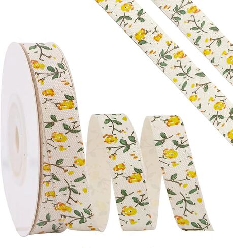 Pink Floral Ribbon 5/8" x 10Yards Vintage Flower Ribbons for Bow Wreath Craft Gift Wrap, Floral Flowers Printed Cotton Ribbon for DIY Handmade Hair Bow Festival Wedding Home Party Decor in Saudi Arabia
