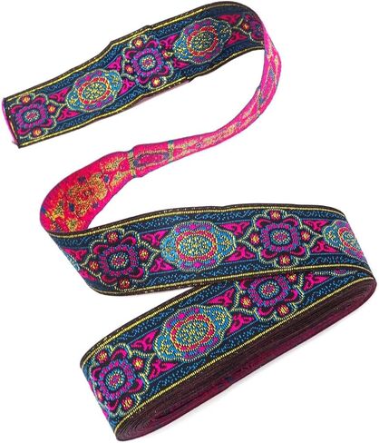 7.6 Yard Vintage Ethnic Style Jacquard Ribbon Boho Emobridered Woven Ribbon Persian Floral Fabric Trim Clothing Decoration Supplies for DIY Clothing Crafts Making in Saudi Arabia