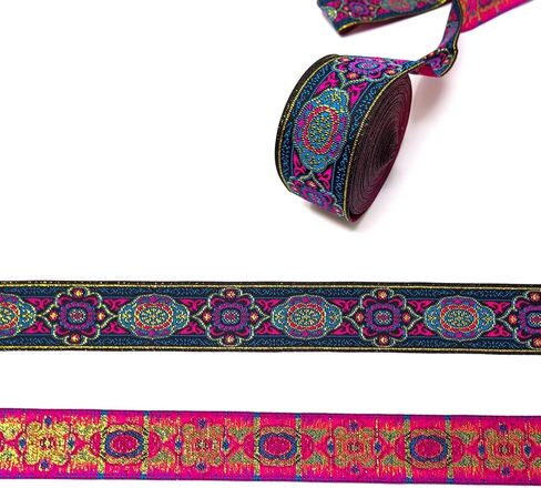 7.6 Yard Vintage Ethnic Style Jacquard Ribbon Boho Emobridered Woven Ribbon Persian Floral Fabric Trim Clothing Decoration Supplies for DIY Clothing Crafts Making in Saudi Arabia