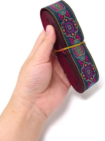 7.6 Yard Vintage Ethnic Style Jacquard Ribbon Boho Emobridered Woven Ribbon Persian Floral Fabric Trim Clothing Decoration Supplies for DIY Clothing Crafts Making in Saudi Arabia