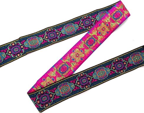 7.6 Yard Vintage Ethnic Style Jacquard Ribbon Boho Emobridered Woven Ribbon Persian Floral Fabric Trim Clothing Decoration Supplies for DIY Clothing Crafts Making in Saudi Arabia