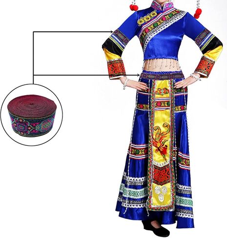 7.6 Yard Vintage Ethnic Style Jacquard Ribbon Boho Emobridered Woven Ribbon Persian Floral Fabric Trim Clothing Decoration Supplies for DIY Clothing Crafts Making in Saudi Arabia