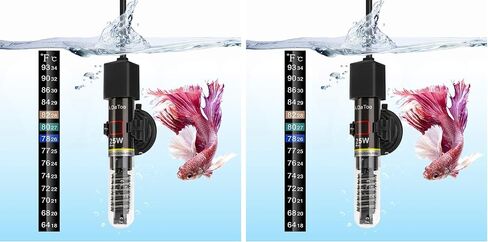 Mini Aquarium Heater 25W Small Fish Tank Heater 25 Watt with Free Thermometer Sticker in Saudi Arabia