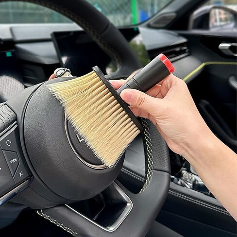 1PC Black and Red Soft - Bristled Car Air Outlet Cleaning Brush: Ideal for Dashboard and AC Vents in Saudi Arabia