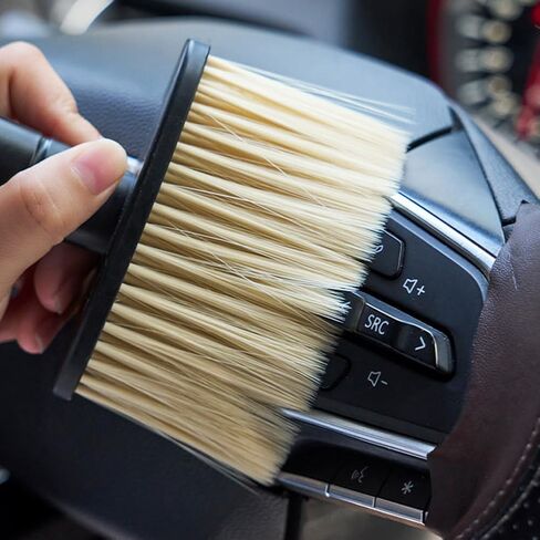 1PC Black and Red Soft - Bristled Car Air Outlet Cleaning Brush: Ideal for Dashboard and AC Vents in Saudi Arabia