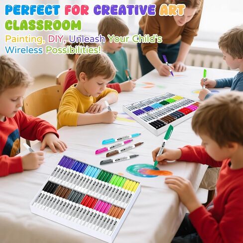 SFAIH 144 Pack Permanent Markers Bulk - Classroom Set, 12 Vibrant Colors, Works on Paper, Clothes, Plastic, Fabric, Wood, Student Art Supplies, Drawing, Coloring, Non-Toxic, Classroom Group Supplies in Saudi Arabia