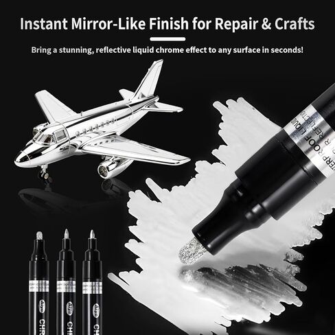 6 Pcs Mirror Repair Kit, Silver & Gold Chrome Markers for Gundam, Model Car Touch Up, DIY Crafts - Featuring 3 Precision Tips (1mm/2mm/3mm) for a Permanent, High-Gloss Finish on Multiple Surfaces in Saudi Arabia