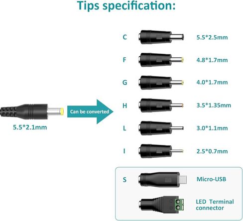 Basicvolt 12W مصدر طاقة عالمي 12V 9V 7.5V 6V 5V 4.5V 3V 1A AC إلى DC محول لشريط LED جهاز التوجيه مكبر الصوت CCTV كاميرا الكمبيوتر اللوحي راديو 3 إلى 12 فولت 1000 مللي أمبير تحويل التيار الكهربائي مع 8 نصائح in Kuwait