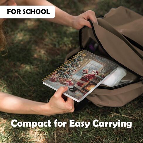 Evcprz EKGJW مجلة دفتر سانتا لعيد الميلاد العتيقة، عطلة مريحة سانتا كلوز من دفتر الموقد، هدايا عيد الميلاد للنساء والرجال والأطفال، دفتر ملاحظات حلزوني للعطلات 5.5 × 8.3 بوصة in Kuwait