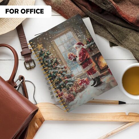 Evcprz EKGJW مجلة دفتر سانتا لعيد الميلاد العتيقة، عطلة مريحة سانتا كلوز من دفتر الموقد، هدايا عيد الميلاد للنساء والرجال والأطفال، دفتر ملاحظات حلزوني للعطلات 5.5 × 8.3 بوصة in Kuwait