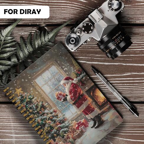 Evcprz EKGJW مجلة دفتر سانتا لعيد الميلاد العتيقة، عطلة مريحة سانتا كلوز من دفتر الموقد، هدايا عيد الميلاد للنساء والرجال والأطفال، دفتر ملاحظات حلزوني للعطلات 5.5 × 8.3 بوصة in Kuwait