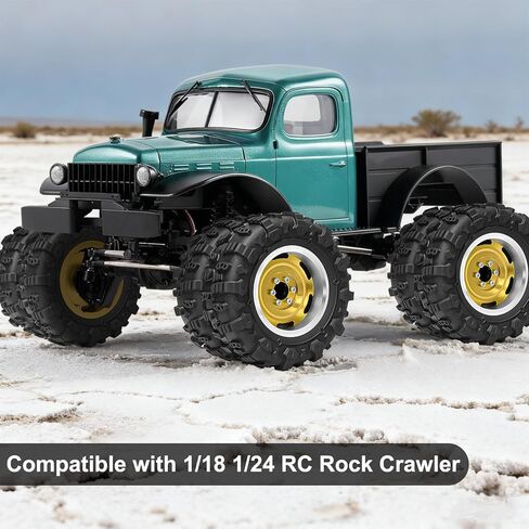 Aluminum 1.3" Beadlock Wheel and Tires Upgraded 1.45-inch Dual-Wheel Tires for 1/18 TRX4M Ascent-18 1/24 SCX24 FCX24 RC Crawler Car Upgrade (4PCS, Gold) in Saudi Arabia
