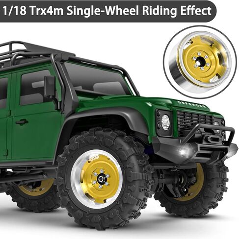 Aluminum 1.3" Beadlock Wheel and Tires Upgraded 1.45-inch Dual-Wheel Tires for 1/18 TRX4M Ascent-18 1/24 SCX24 FCX24 RC Crawler Car Upgrade (4PCS, Gold) in Saudi Arabia