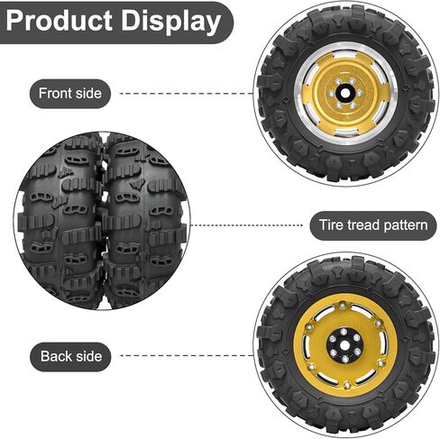 Aluminum 1.3" Beadlock Wheel and Tires Upgraded 1.45-inch Dual-Wheel Tires for 1/18 TRX4M Ascent-18 1/24 SCX24 FCX24 RC Crawler Car Upgrade (4PCS, Gold) in Saudi Arabia