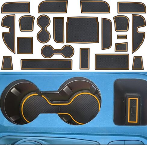 Center Console Liner Fit for Ford Maverick Accessories 2022-2024 2025 Cup Holder Insert Door Slot Coaster Interior Pocket Anti Dust Mat, Not for 2025 Model with Wireless Charger, 21pcs (Orange) in Saudi Arabia