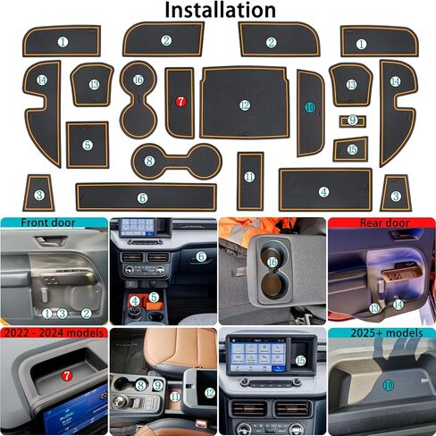 Center Console Liner Fit for Ford Maverick Accessories 2022-2024 2025 Cup Holder Insert Door Slot Coaster Interior Pocket Anti Dust Mat, Not for 2025 Model with Wireless Charger, 21pcs (Orange) in Saudi Arabia
