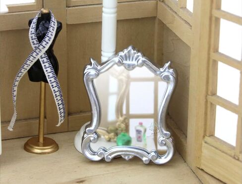 Silver 1/12 Miniature Wall Mirror Dollhouses Decoration Accessories, Dollhouses Mirror，Dollhouse DIY Accessories，Dollhouse Decor in Saudi Arabia