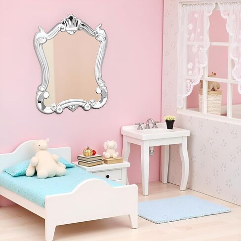 Silver 1/12 Miniature Wall Mirror Dollhouses Decoration Accessories, Dollhouses Mirror，Dollhouse DIY Accessories，Dollhouse Decor in Saudi Arabia