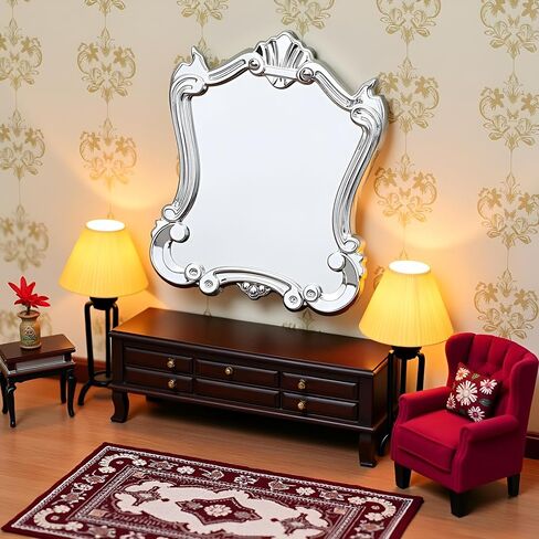 Silver 1/12 Miniature Wall Mirror Dollhouses Decoration Accessories, Dollhouses Mirror，Dollhouse DIY Accessories，Dollhouse Decor in Saudi Arabia