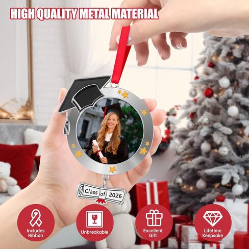 Graduation Personalized Photo Ornament Class of 2024 - Christmas Graduation Cap Photo Ornaments 2024 - Graduation Christmas Xmas Tree Picture Frame Ornament - Graduation Decorations Gifts in Kuwait