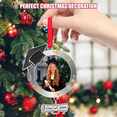 Graduation Personalized Photo Ornament Class of 2024 - Christmas Graduation Cap Photo Ornaments 2024 - Graduation Christmas Xmas Tree Picture Frame Ornament - Graduation Decorations Gifts in Kuwait