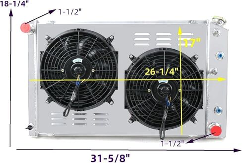 3 Row All Aluminum Radiator Shroud 2 X 12 Fans Compatible with 1978-1988 G-Body Monte Carlo El Camino Regal Cutlass 79 80 81 82 83 84 85 86 87 in Saudi Arabia