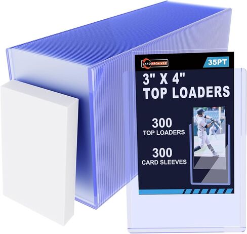 600ct Card Sleeves Top Loaders for Cards - Toploads for Cards, 3"x4" Hard Plastic Protectors & Clear Rigid for Trading, Sports, Baseball Cards (300 Hard + 300 Penny Sleeves, 600 Total) in Saudi Arabia