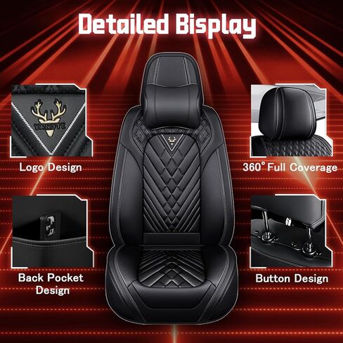 Seat Covers for Toyota RAV4 2006-2024,Seat Covers Full Set,Car Seat Cover,Seat Cover,Leather Seat Covers(Luxury 5 Seats,Black) in Kuwait