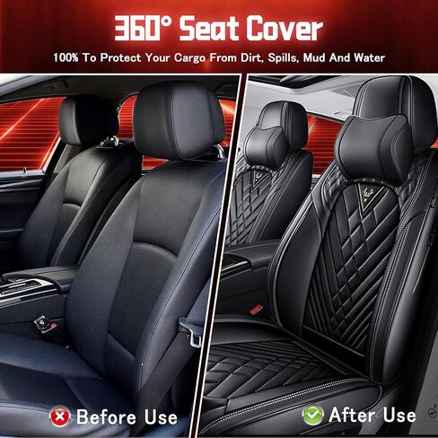 Seat Covers for Toyota RAV4 2006-2024,Seat Covers Full Set,Car Seat Cover,Seat Cover,Leather Seat Covers(Luxury 5 Seats,Black) in Kuwait