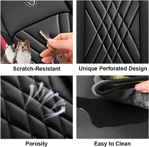 Car Seat Covers Fit for Chevrolet Blazer 1999-2025 Flanks All Wrapped and Side Airbag Compatibility of Premium Nappa Leather(Full Set, Black Red) in Saudi Arabia