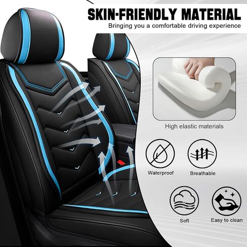 Car Seat Cover for Ford Explorer 2000-2026, Driver's Seat Covers,Non-Slip Waterproof seat Cover,Wear-Resistant Nappa Leather car seat Covers. (Luxury 2 Seats/Black White) in Saudi Arabia
