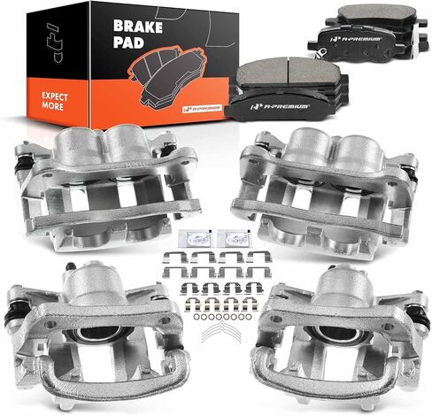 A-Premium Front & Rear Disc Brake Calipers with Ceramic Pads Compatible with Toyota Venza 2009-2016, 12-PC Set in Saudi Arabia