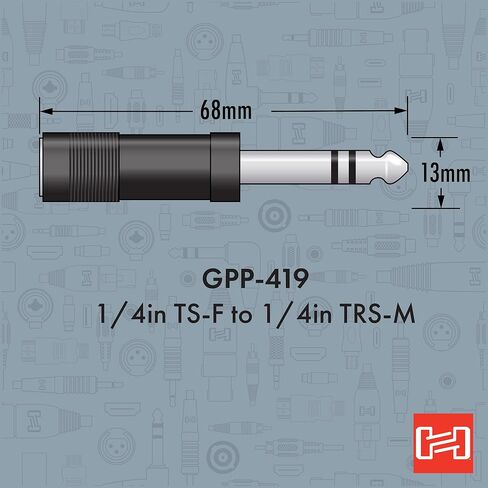 محول Hosa GPP-419 أنثى TS 1/4 بوصة إلى ذكر TRS 1/4 بوصة in Saudi Arabia