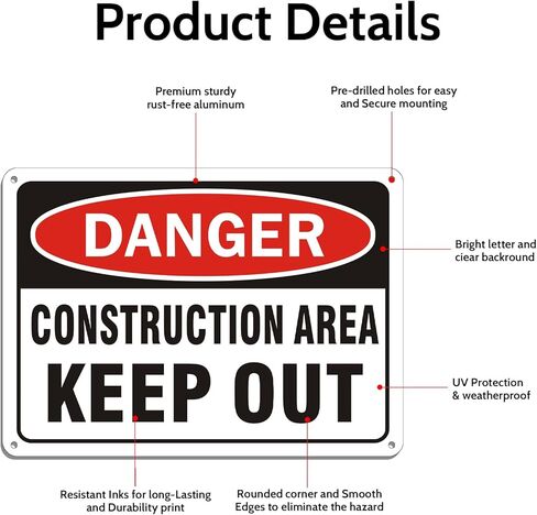 2 Pack Danger Keep Out Sign, 10"x 7" Rust Free Reflective Aluminum Metal Sign, Fade Resistant, Waterproof, Easy to Mount in Saudi Arabia