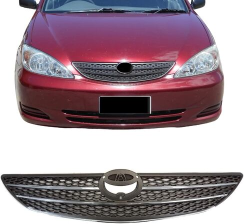 قطع غيار Perfit Liner الجديدة لشبكة أمامية من الكروم الفضي والرمادي المتوافقة مع 02-04 TOYOTA Camry LE XLE USA مصممة لتناسب TO1200233 53101AA020 in Saudi Arabia