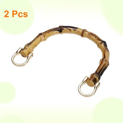 uxcell 2 Pcs ABS Purse Handles 4.7" U-Shape Handbag Handle Replacement Accessories with Gold Buckle for Handmade Crochet Bag Beach Bag Straw Bag DIY Bags, Brown in Saudi Arabia