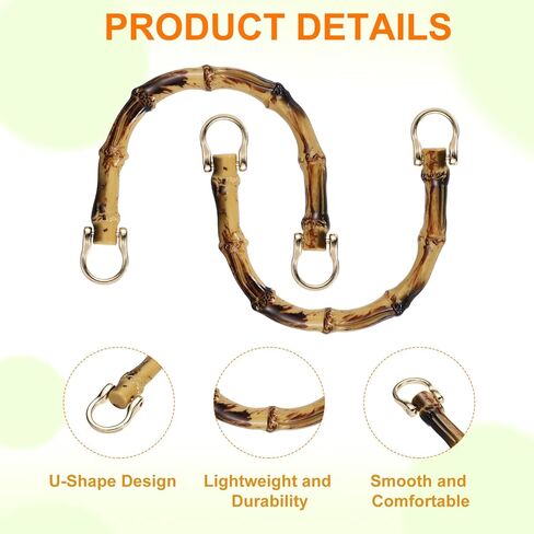 uxcell 2 Pcs ABS Purse Handles 4.7" U-Shape Handbag Handle Replacement Accessories with Gold Buckle for Handmade Crochet Bag Beach Bag Straw Bag DIY Bags, Brown in Saudi Arabia
