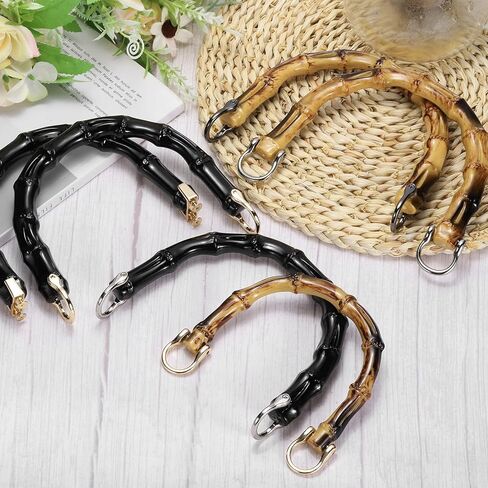 uxcell 2 Pcs ABS Purse Handles 4.7" U-Shape Handbag Handle Replacement Accessories with Gold Buckle for Handmade Crochet Bag Beach Bag Straw Bag DIY Bags, Brown in Saudi Arabia