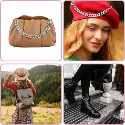 2 Pcs Moon Purse Chain Handbag Straps, Metal Bag Charm Chain Silver Shoulder Crossbody Bags Straps Short Handle Replacement Charm Accessories for Women Messenger Bags Wallets in Saudi Arabia