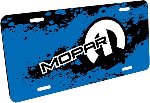 صورة iPick للوحة ترخيص معدنية من الألومنيوم برسومات زرقاء خاصة من Mopar Motor Sports - مرخصة رسميًا in Saudi Arabia