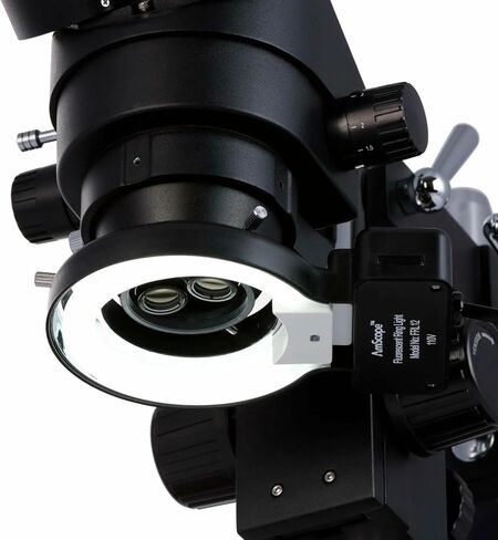 AmScope SM-4TZ-FRL-MB مجهر تكبير ستيريو رقمي احترافي ثلاثي العينيات، عدسات WH10x، تكبير 3.5X-90X، هدف تكبير 0.7X-4.5X، ضوء حلقة فلورسنت 8 وات، حامل ذراع مزدوج، 110 فولت - 120 فولت، يشمل 0.5X وعدسات بارلو 2.0X و1.3 ميجابكسل Ca in Kuwait
