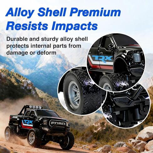 Mini RC Truck, 1/64 Scale Alloy Remote Control Monster Truck with Lights, 2.4GHz Remote Control Car,Mini Monster Truck with Trailer, Speed & Steering Adjustable in Saudi Arabia