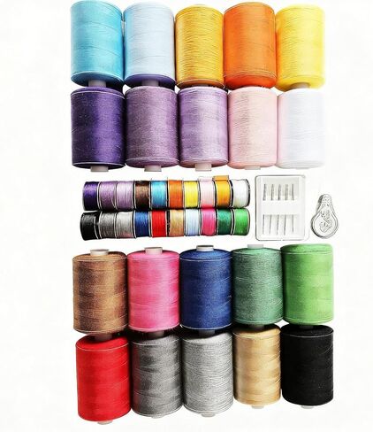 مجموعة خيوط الخياطة 40 قطعة، 20 بكرة خيط وبكرات ملفوفة مسبقًا، 1000 ياردة لكل مجموعة من خيوط الماكينة للخياطة اليدوية ولحاف المنزل والهدايا التي تصنعها بنفسك in Kuwait