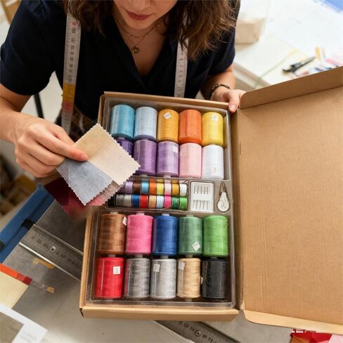 مجموعة خيوط الخياطة 40 قطعة، 20 بكرة خيط وبكرات ملفوفة مسبقًا، 1000 ياردة لكل مجموعة من خيوط الماكينة للخياطة اليدوية ولحاف المنزل والهدايا التي تصنعها بنفسك in Kuwait