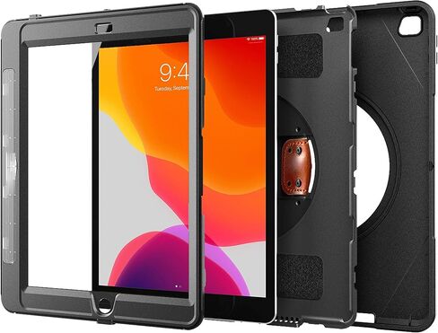 New Trent iPad 9th Generation, 8th Generation, 7th Generation Stronger Kickstand Full Body case with Rotational Hand Strap & Screen Protector 2021 2020 2019 in Saudi Arabia