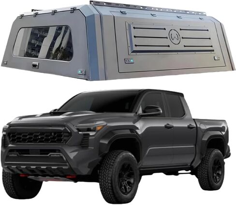 Impact-Resistant Truck Bed Canopy | Aluminum Hardtop Tonneau Topper W/Lock | Multi-Season Bed Cap Truck Canopy Compatible for Tacoma 5.0ft(Style B 5.0ft Sliding Window) in Saudi Arabia