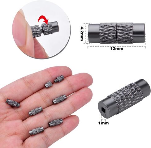 25Pieces Gun Black Screw Twist Clasps Brass Barrel Tube Fastener Cord End Caps Jewelry Clasps Decorative Accessories for DIY Bracelet Necklace Craft Supplies Jewelry Making in Saudi Arabia