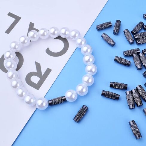 25Pieces Gun Black Screw Twist Clasps Brass Barrel Tube Fastener Cord End Caps Jewelry Clasps Decorative Accessories for DIY Bracelet Necklace Craft Supplies Jewelry Making in Saudi Arabia